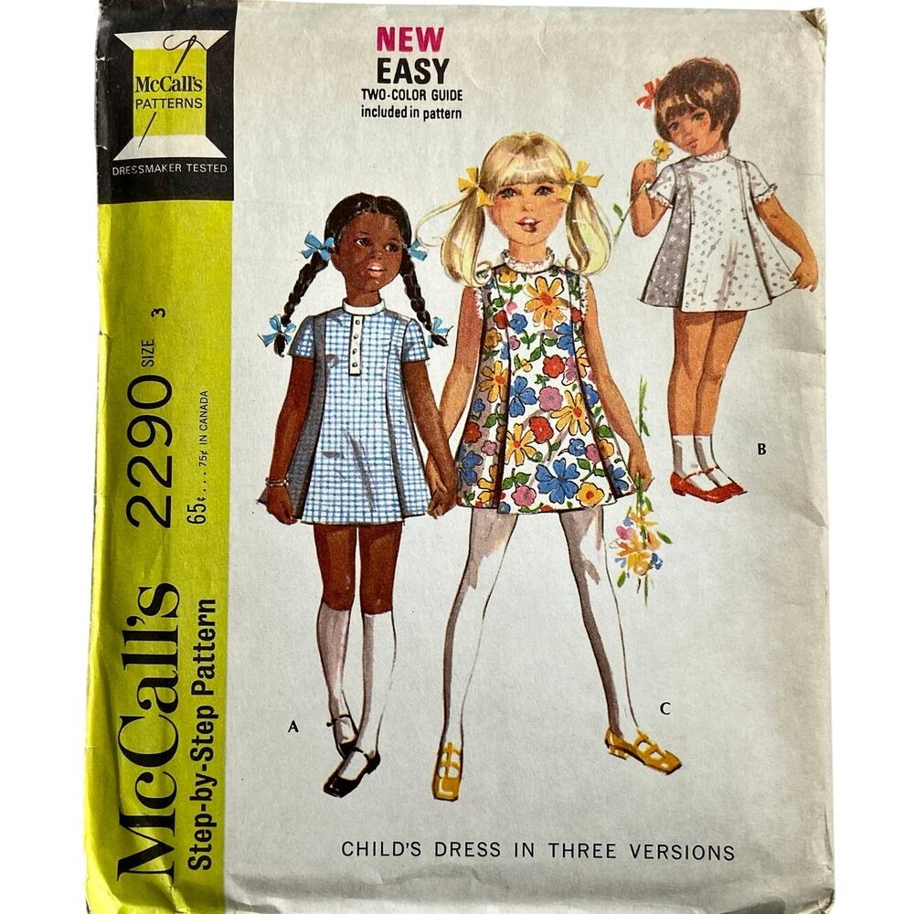 McCall's 2290 Vintage Sewing Pattern Child's Dress Size 3 Uncut